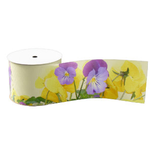 Ruban floral de gros-grain de fleur de pensée