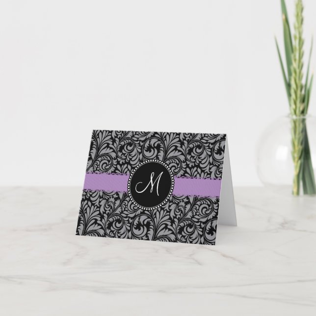 Ruban floral noir initial de pourpre de damassé de (Devant)