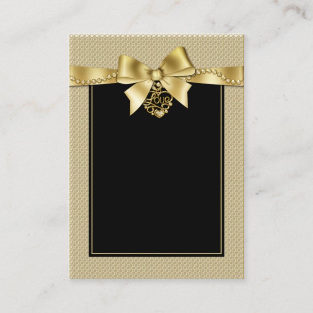 Ruban Gold Pearls sur les cartes de sièges noirs (Devant)