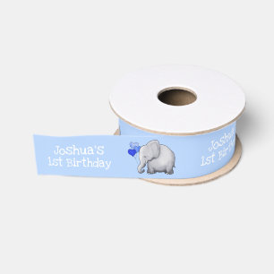 Ruban Gros-grain 1er anniversaire des bébés éléphants personnalisés
