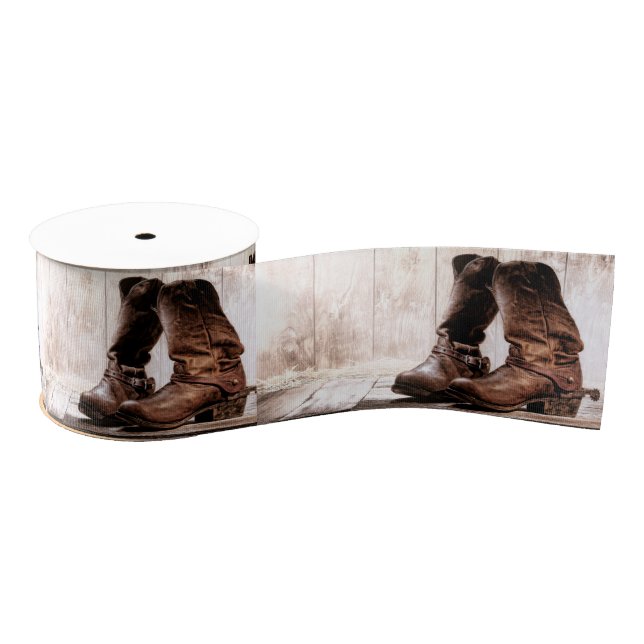 Ruban Gros-grain 3" Grosgrain bottes de ruban pays rustique ouest w (Bobine)