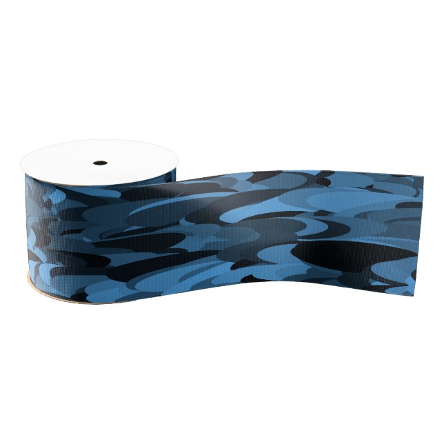 Ruban Gros-grain Abstrait Motif bleu noir (Bobine)