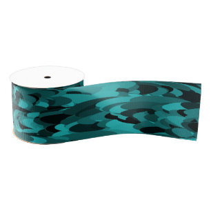 Ruban Gros-grain Abstrait Motif Turquoise Noir