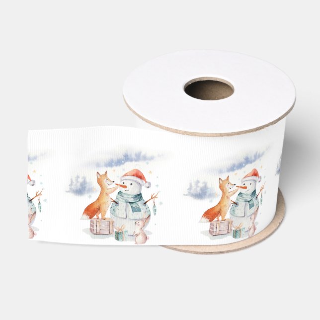 Ruban Gros-grain adorable Noël Snowman & Fox (Bobine)