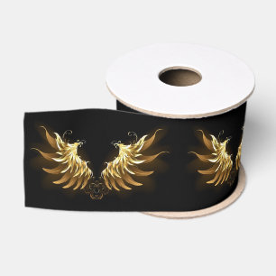 Ruban Gros-grain Ailes d'Ange d'or sur arrière - plan noir