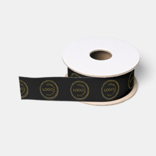 Ruban Gros-grain Ajouter votre logo Motif professionnel noir