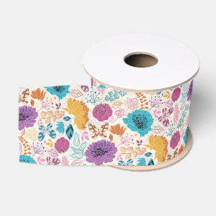 Ruban Gros-grain Amour Fleurissant Floral Romantique Rose Violet Ma
