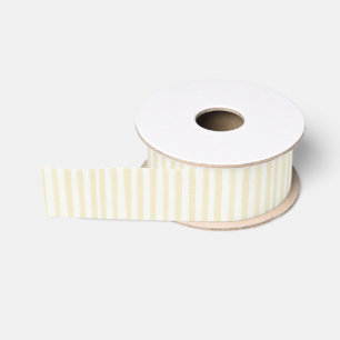 Ruban Gros-grain Anniversaire Rayures Blanches Jaune Clair