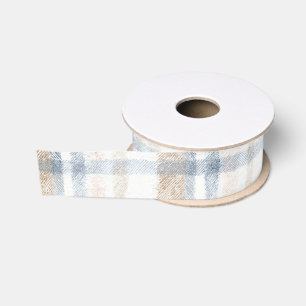 Ruban Gros-grain Anniversaire Rayures Marron Crème Bleu Beige