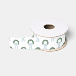 Ruban Gros-grain Aquarelle Bleu En vichy courge