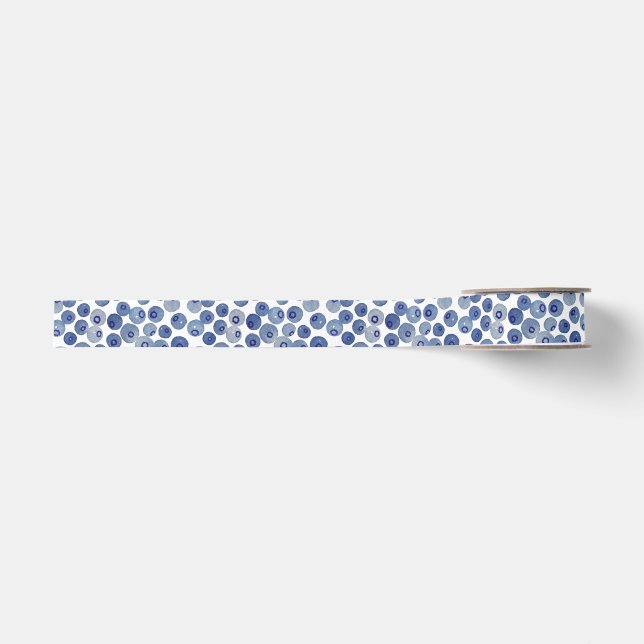 Ruban Gros-grain Aquarelle Blueberry Fruit Motif Jardin d'été (Devant)