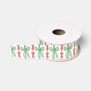 Ruban Gros-grain Aquarelle Couleur rouge et verte Coquette