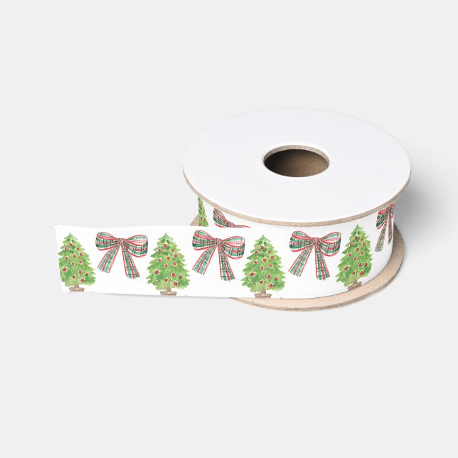 Ruban Gros-grain Aquarelle Plaid Bow et Noël Topio (Bobine)