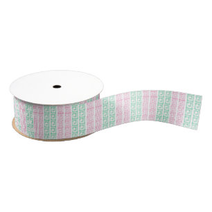 Ruban Gros-grain Aquarelle rose et vert Mahjong