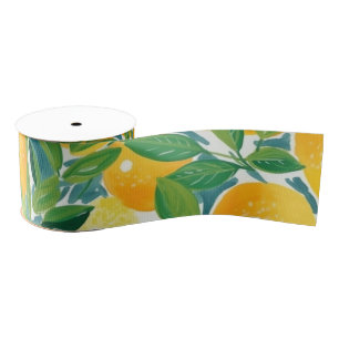 Ruban Gros-grain Arbre Citrus Artisan Citrons Oranges Limes colorée