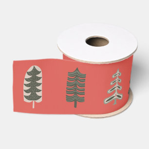 Ruban Gros-grain Arbres d'hiver nordiques avec salutation personnal