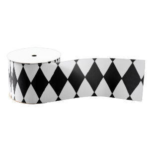 Ruban Gros-grain arléquin noir et blanc