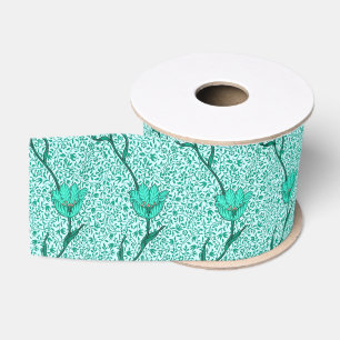 Ruban Gros-grain Art Nouveau Tulip Damask, Turquoise