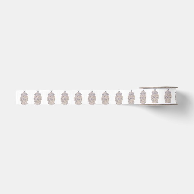 Ruban Gros-grain Baby Blue Chinoiserie Ginger Jar Jars Grosgrain R (Devant)
