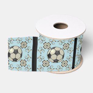 Ruban Gros-grain Balle de Football Bébé Bleu Sport 2