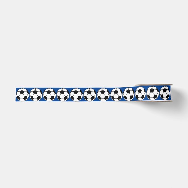 Ruban Gros-grain Ballons de football sur le ruban bleu de (Devant)