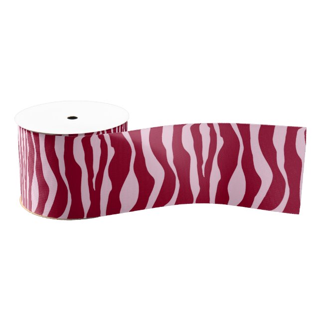Ruban Gros-grain Bandes zébrées - Bourgogne et rose (Bobine)