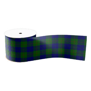 Ruban Gros-grain Barclay tartan bleu vert plaid