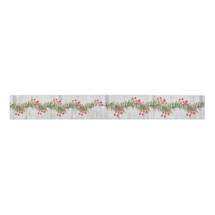 Ruban Gros-grain Barnboard gris rustique Holly et Red Berries 3"lar