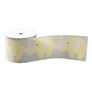Ruban Gros-grain Bel éléphant jaune en pastel de neutre de bébé