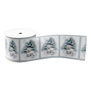 Ruban Gros-grain Bichon Frise Christmas