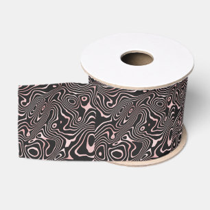 Ruban Gros-grain Black Rose Gold liquid swirl Abstract Design