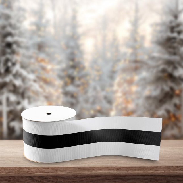 Ruban Gros-grain Black & White Bold Retro Stripes Christmas (Créateur téléchargé)