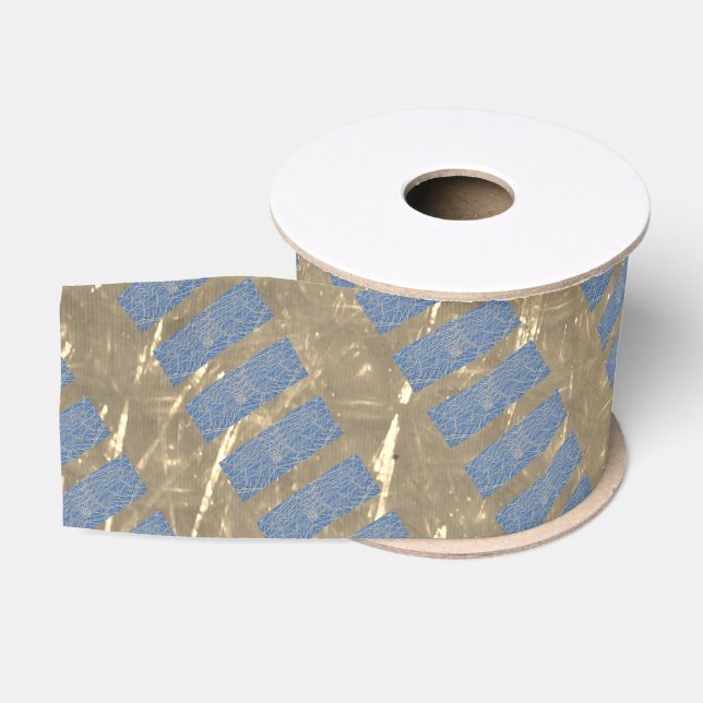 Ruban Gros-grain Bleu et or (Bobine)