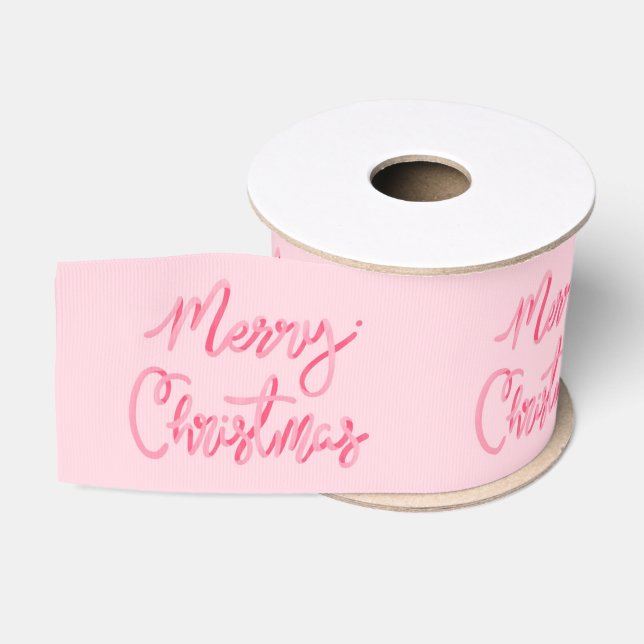 Ruban Gros-grain Blush Joyeux Noël Script (Bobine)