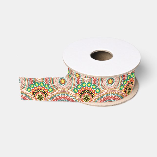 Ruban Gros-grain Boho multilingue radieux (Bobine)