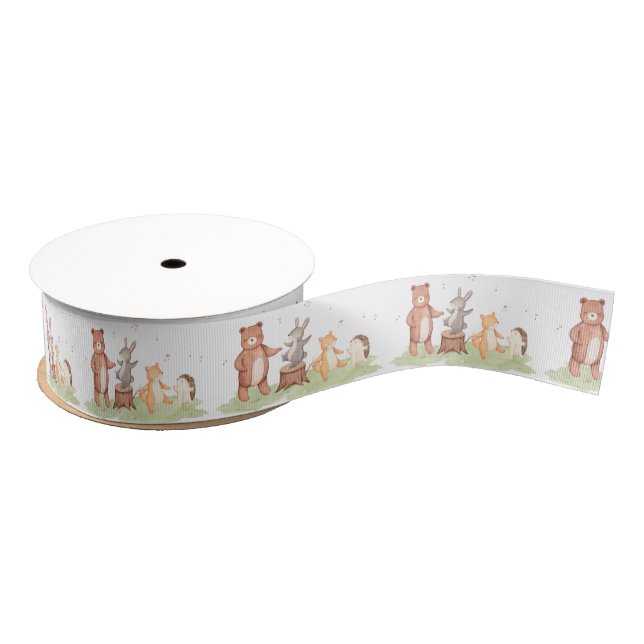 Ruban Gros-grain Bois Animaux Danser Pique-nique Forêt (Bobine)