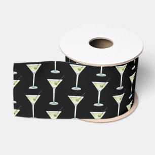 Ruban Gros-grain Boissons Martini sur fond noir