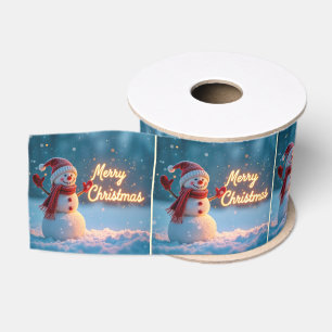 Ruban Gros-grain Bonhomme de neige joyeux Noël avec enseigne au néo