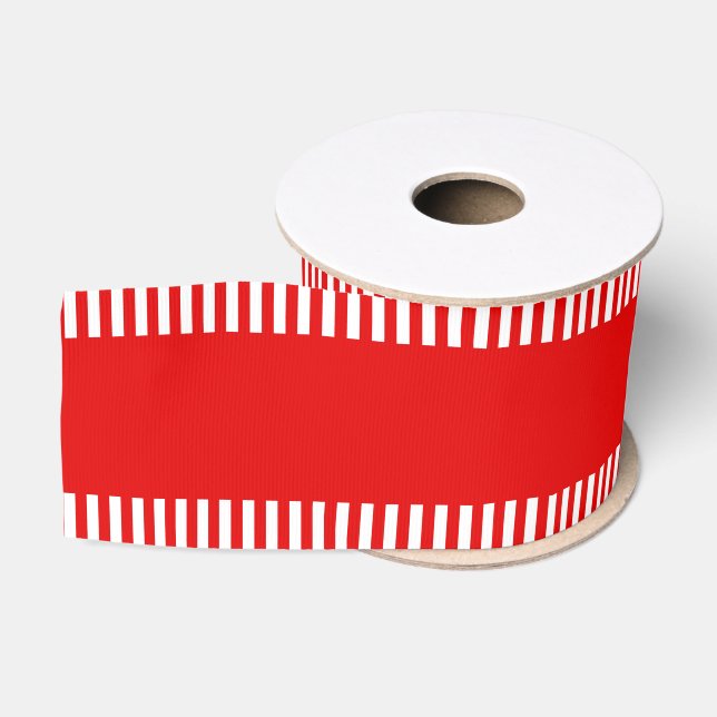 Ruban Gros-grain Bord blanc rayé rouge sucre de canne large (Bobine)