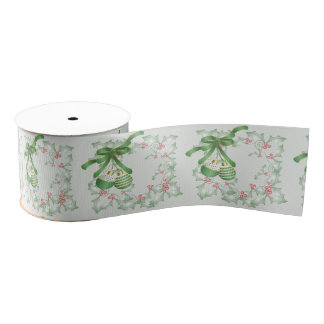 Ruban Gros-grain Bouges de rose verte Holly
