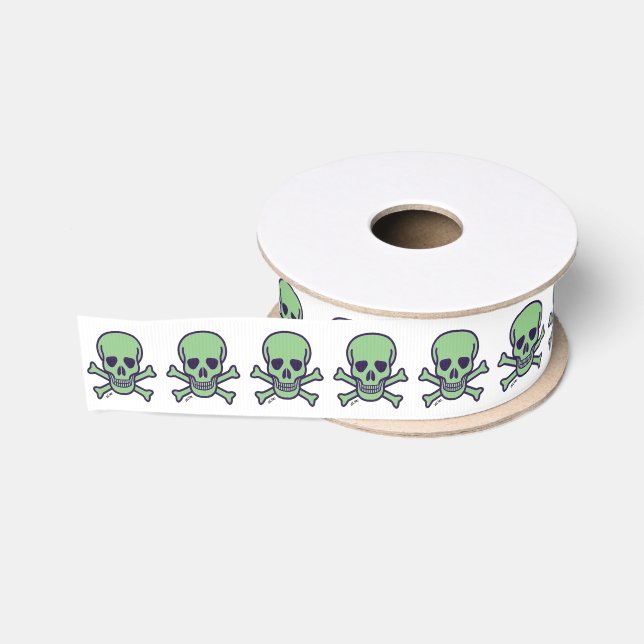 Ruban Gros-grain Boule de ruban blanc crâne vert (Bobine)