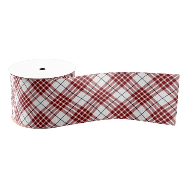Ruban Gros-grain Buchanan tartan rouge blanc plaid (Bobine)