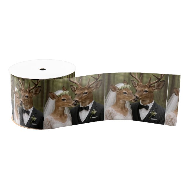 Ruban Gros-grain Buck and Doe Deer Wedding In Forest (Bobine)