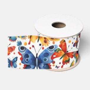 Ruban Gros-grain Bugs colorés Aquarelle Whimsical Insects Art