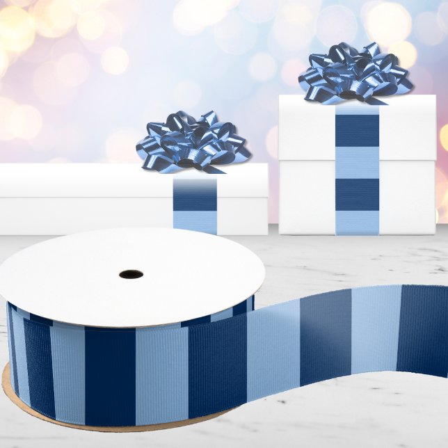 Ruban Gros-grain Cabana Stripes in Blue Indigo (Créateur téléchargé)