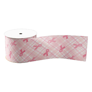 Ruban Gros-grain Cancer du sein Pink Ribbon Plaid Motif