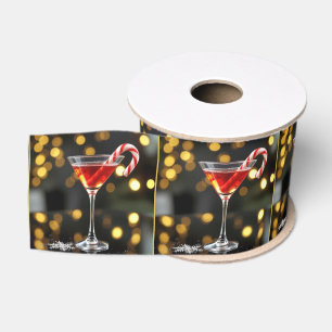 Ruban Gros-grain Canne de Noël dans un cocktail rouge