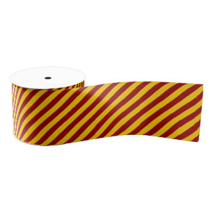 Ruban Gros-grain Cardinal et Gold Stripe Motif