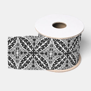 Ruban Gros-grain Carreaux marocains - noir et blanc