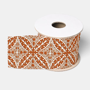 Ruban Gros-grain Carreaux marocains - rouille brun et blanc